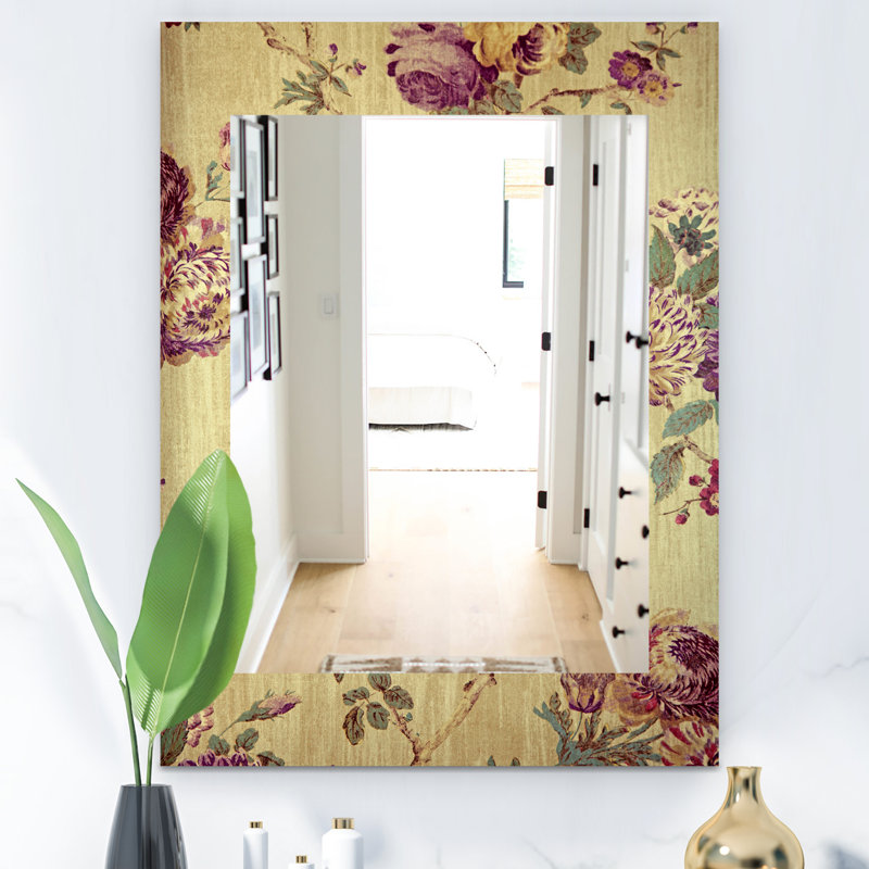 Miroir décoratif concentrique Mid-Century, H 24 po x l 32 po, Floral