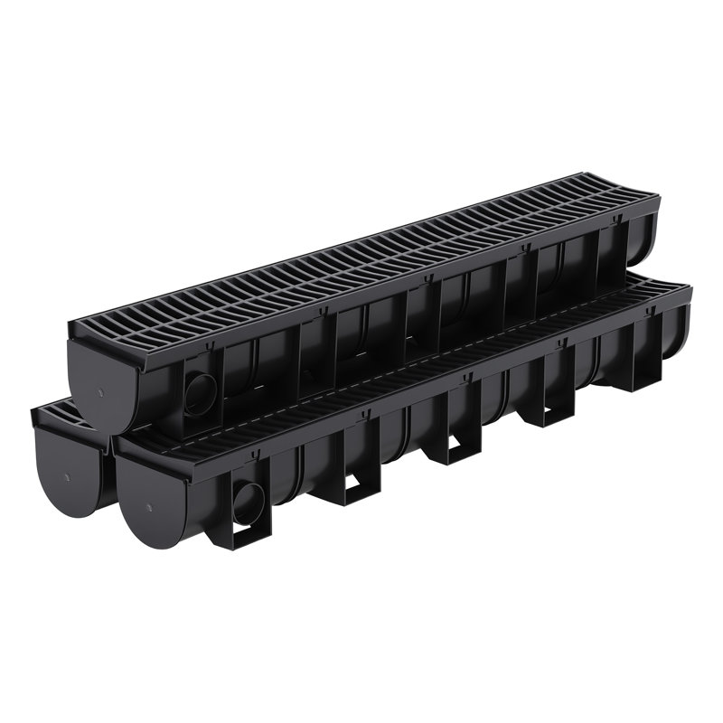 Channel Drainage 34.9" L 5.9" W x 5.1" H with Plastic Grate,HDPE Trench Drain System for Garden, Driveway,Patio,Pool,Easy to Design by DIY and Highly Durable