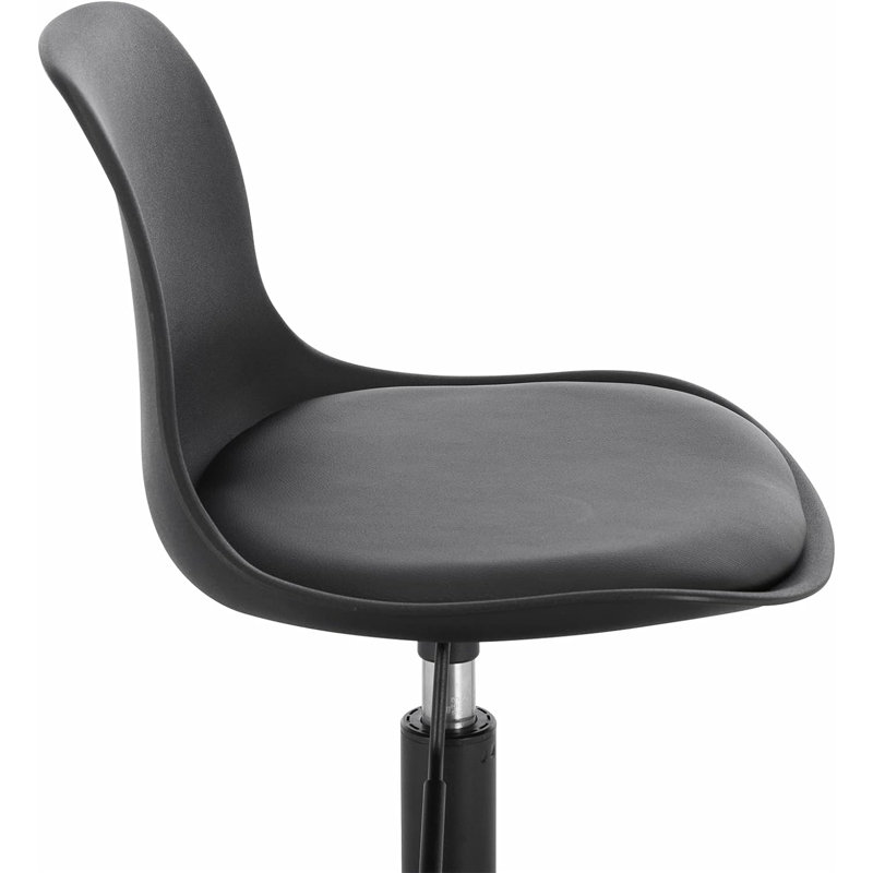 Silsby Swivel Upholstered Adjustable Height Counter Stool with Metal Frame, Black, 1