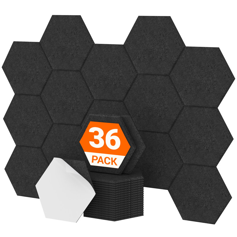 36 Pack Hexagon Acoustic Panels,  12"X 10"X 0.4" High Density Sound Proof Panels For Walls, Sound Treatment Foam Panel, Sound Absorbing Padding For Studio, Office, Home, Black