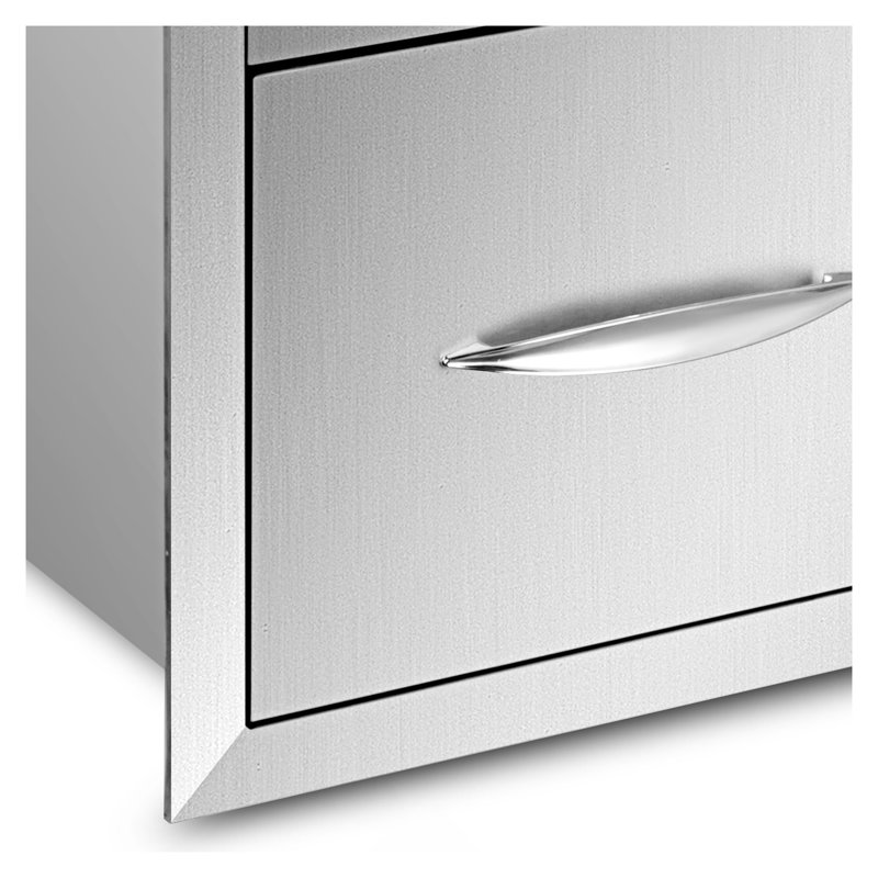 Combo de rangement de cuisine 29,5 po pour l'extérieur - Porte pour îlot de barbecue en acier inoxydable et unité à triple tiroir avec support de réservoir de propane