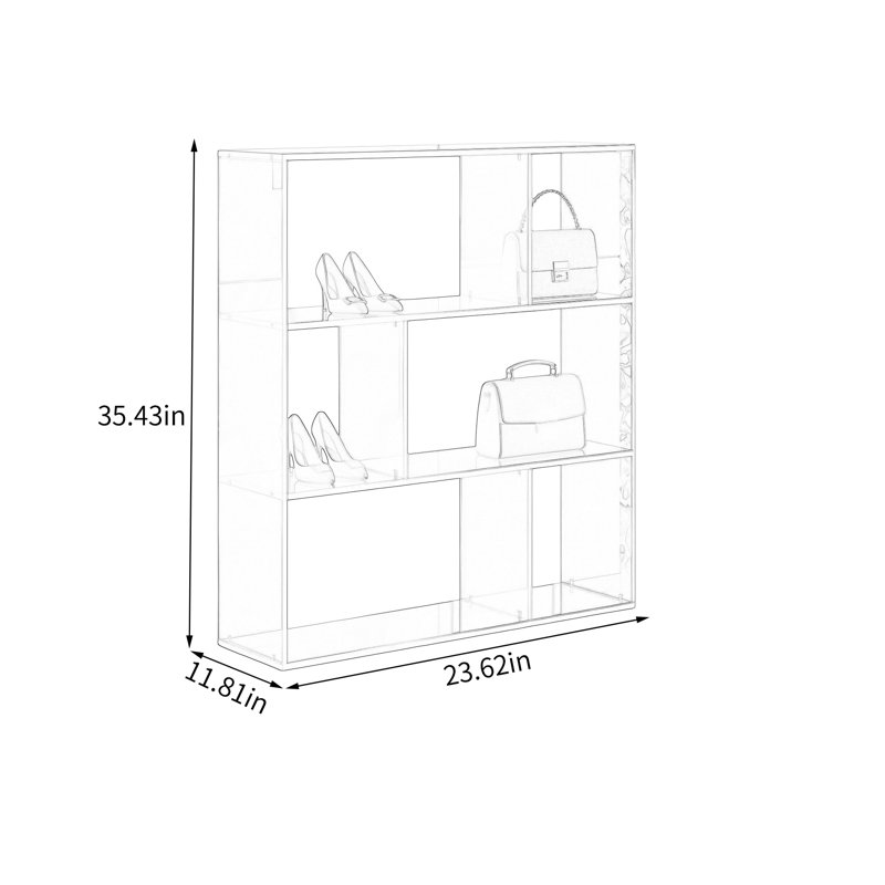 Support de présentation en acrylique ambré, 35.43" H x 23.62" W x 11.81" D