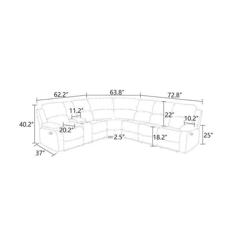 Ensemble de canapé modulaire inclinable manuel Velora, Microfibre/microsuède brun
