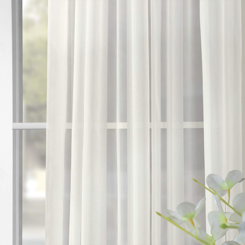 Carissia Extra Wide Sheer Curtain Panel, Off-White, 100" W x 84" L