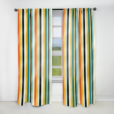 Midcentury Stripes Revived - Rideau Midcentury - Rideau géométrique obscurcissant - 1 panneau