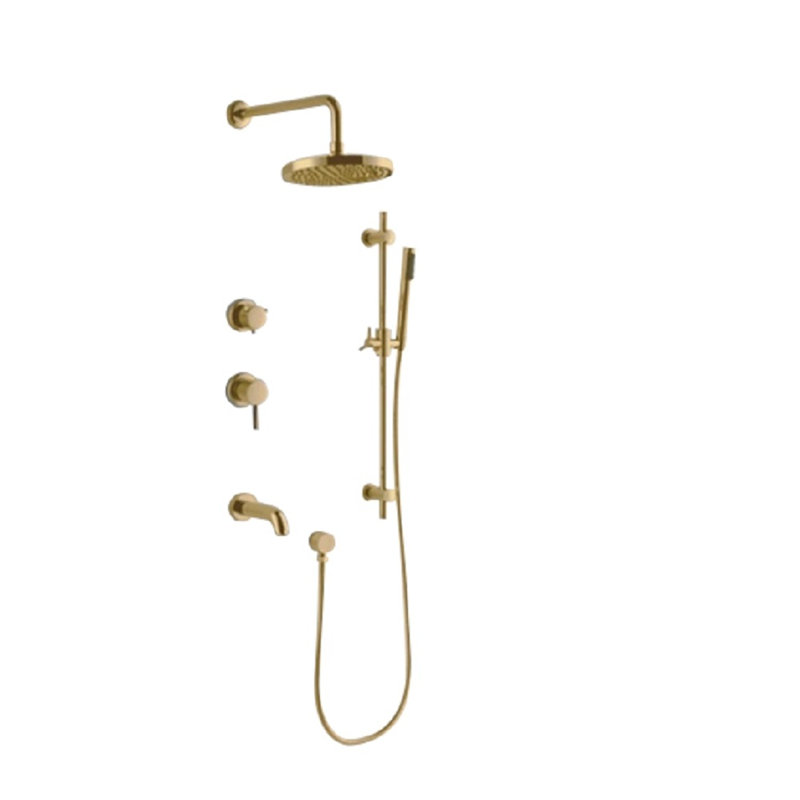 BathSelect Fabeno Gold Shower Set – Luxury Stainless Steel Thermostatic Shower System with Handheld and Overhead Showers