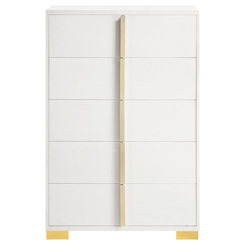Commode de chambre à 5 tiroirs Jelissa - blanc, Blanc