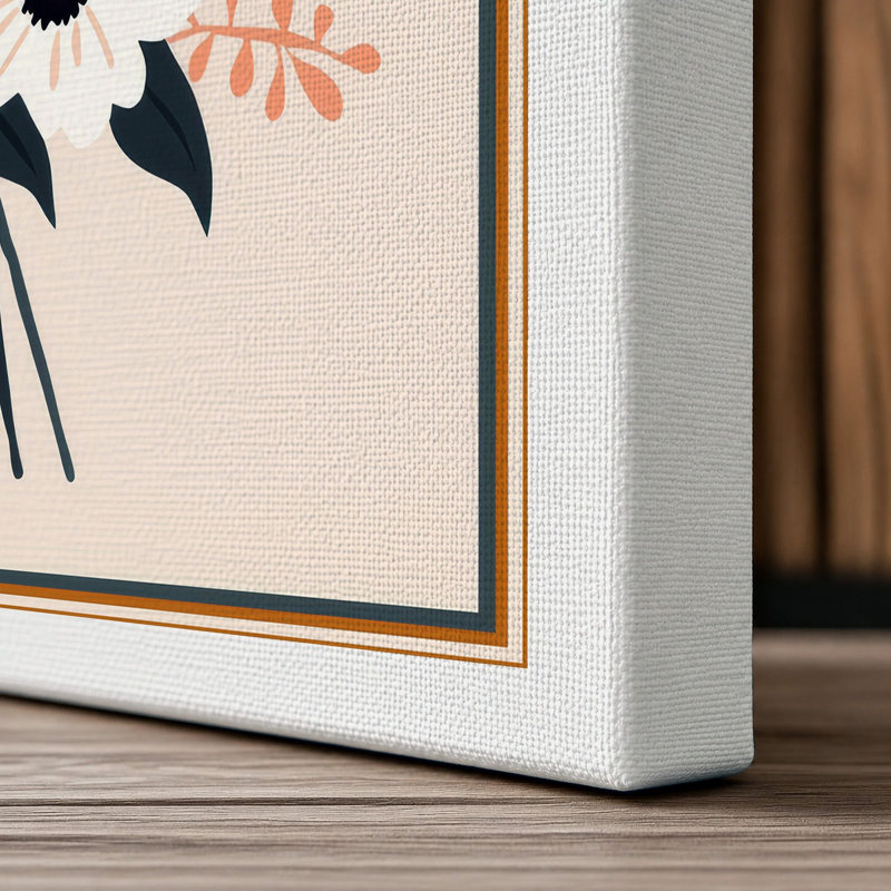 Coral Flower Bouquet Botanical 1 Piece Wrapped Canvas Wall Art, 24x16 - 61.0 x 40.6 cm, White Border