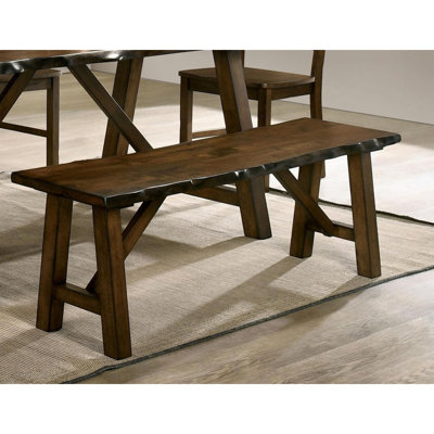 Rustic Walnut Finish 1pc Bench Only Live Edge Design Distressed Wood Seat Dining Room Furniture Solid wood Bench