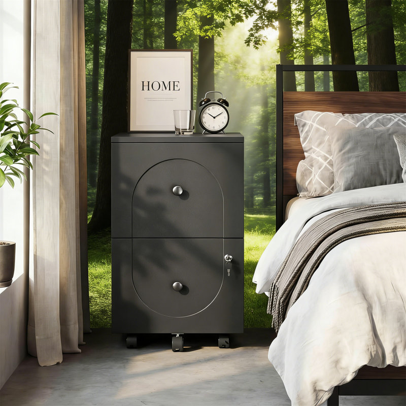 Lockable Mobile 2-Drawer Filing Cabinet
