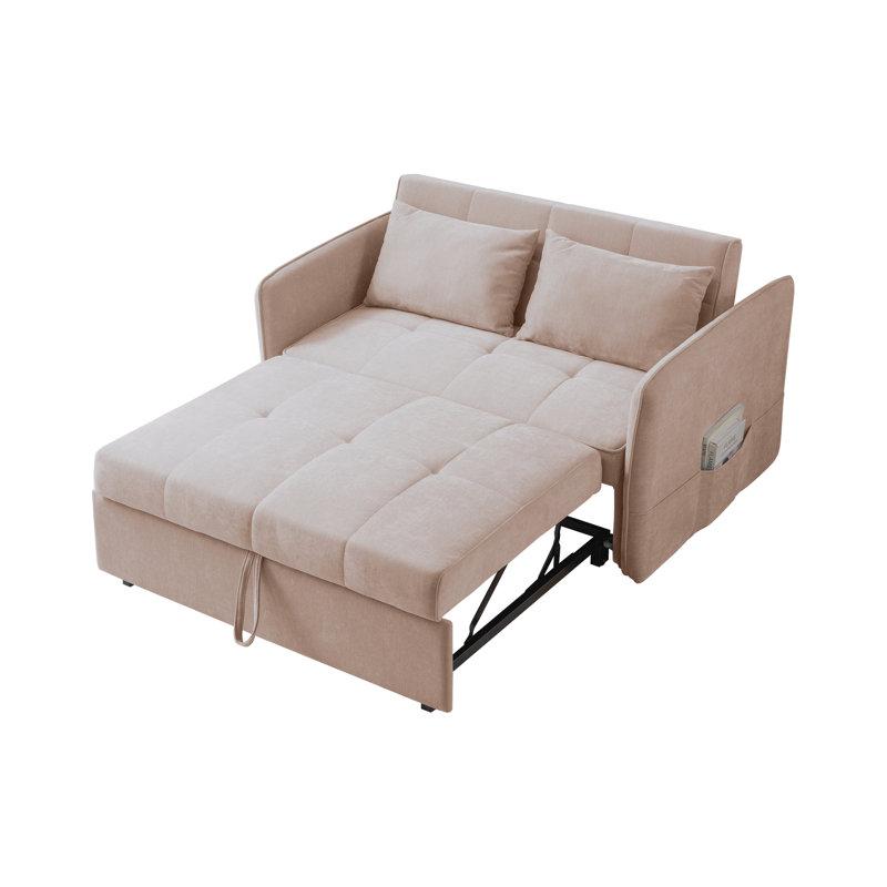 Canapé-lit en chenille 53,5 po avec angles réglables et poches de rangement, Chenille rose