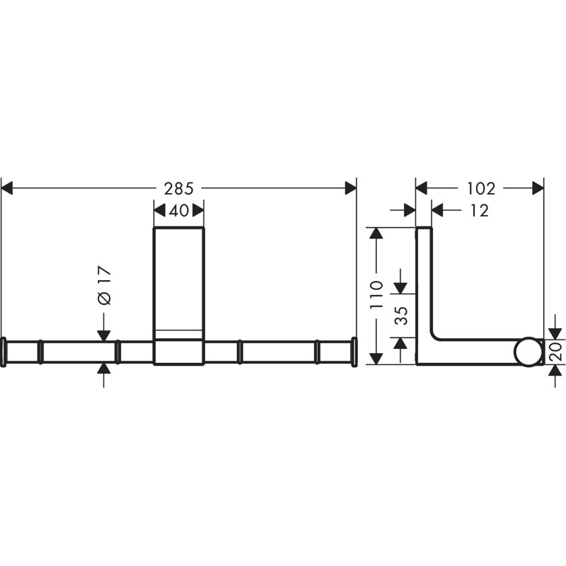 AXOR Universal Rectangular Toilet Paper Holder Double