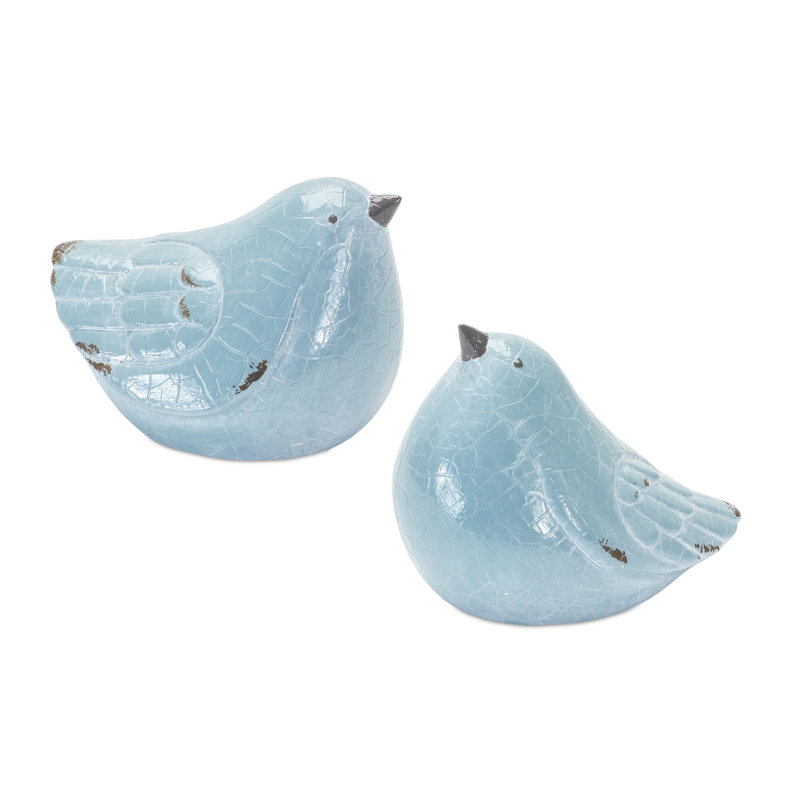 Winston Porter Damishia 4 Piece Terra Cotta Bird Set