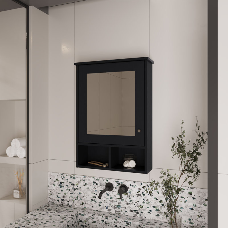 Armoire à pharmacie Gibson, salle de bain, Noir mat