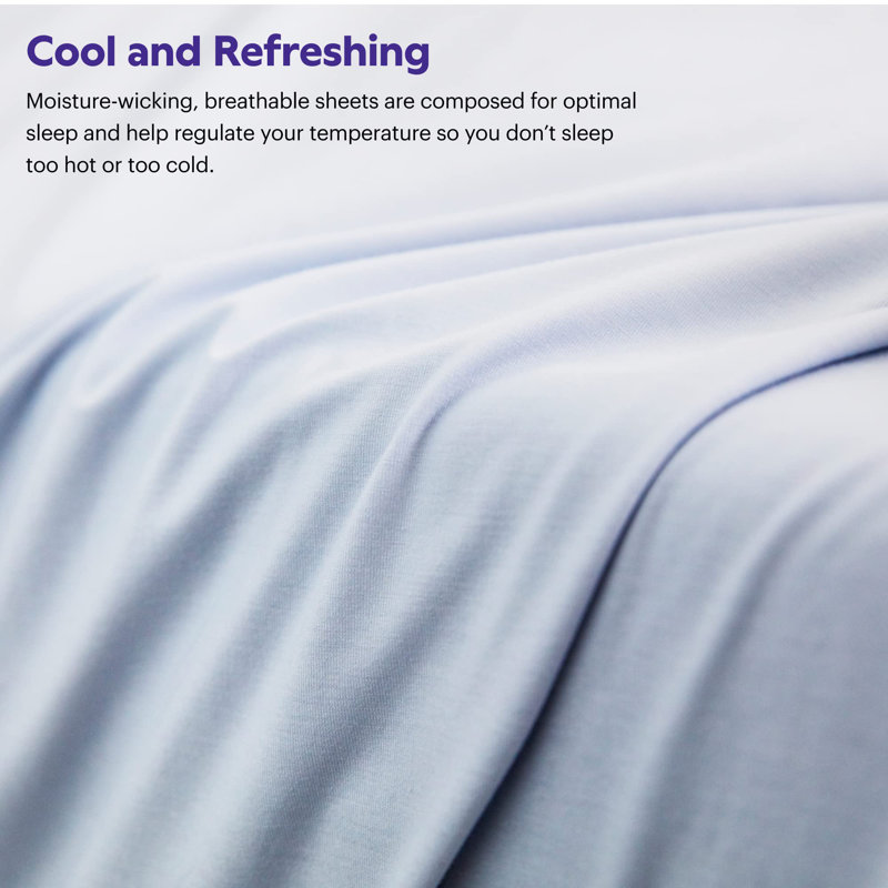 Purple SoftStretch Sheets, King Sheet, Fitted Sheet with Pillowcase, True White
