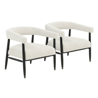Ensemble 2 pièces de fauteuil Fedor en tissu ivoire Mid-Century