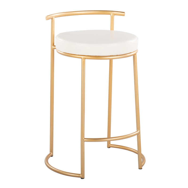 Contemporary Counter Stool, Siège blanc / cadre doré