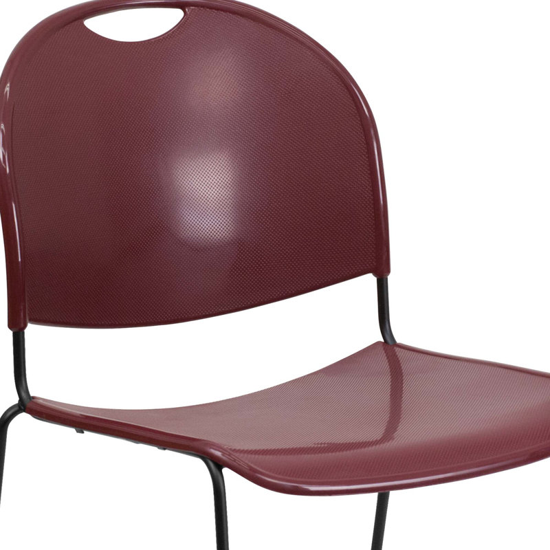 Burgundy Bliss 880 lb. Capacity Stack Chair with Black Metal Frame