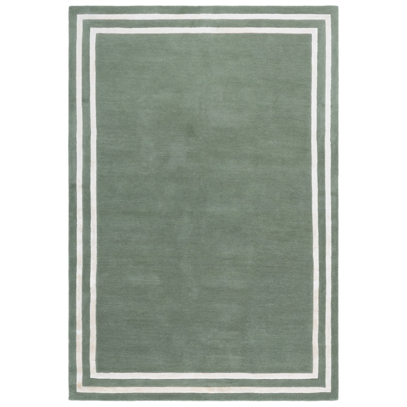 Laine touffetée à la main Lauren Ralph Lauren 6953; Tapis à motif géométrique en viscose vert clair / ivoire