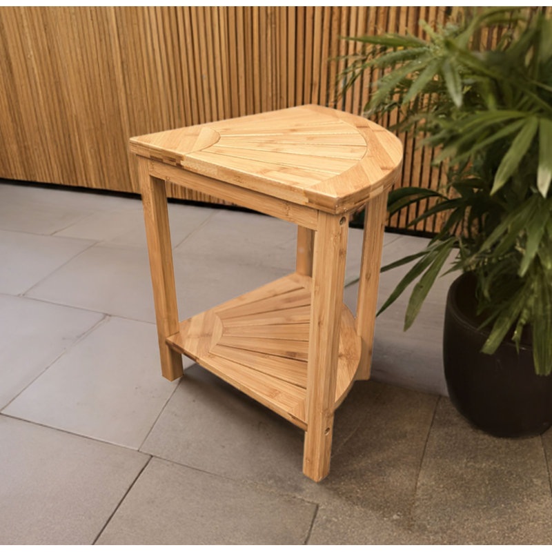 Mitch 22.25'' W Bamboo Corner Shower Bench, Natural