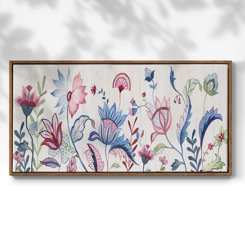 Jardin Jacobean - Toile tendue avec châssis tendue, prête à être accrochée, H 21 po x l 41 po, Noyer