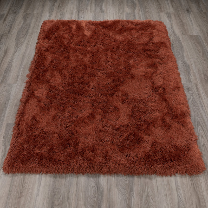 Tapis de couleur paprika touffeté à la main Petrey, Rectangle 5 pi x 7 pi 6 po