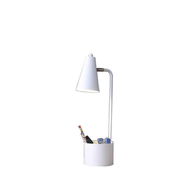 Lampe de bureau compacte 20 po en métal blanc