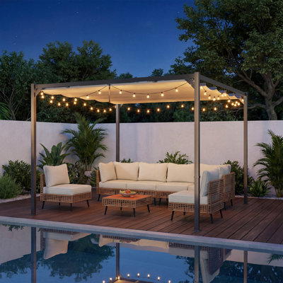 10' x 20' Outdoor Retractable Pergola with an Additional Replacement Canopy
