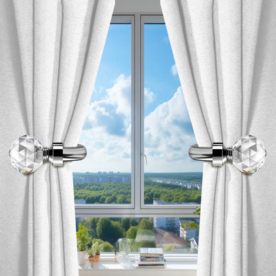 Crystal Curtain Holdbacks 2pcs, Metal Curtain Tieback Pull Back for Wall, Heavy Duty Side Holders Tie Backs for Drapes Drapery Window Home Decoration