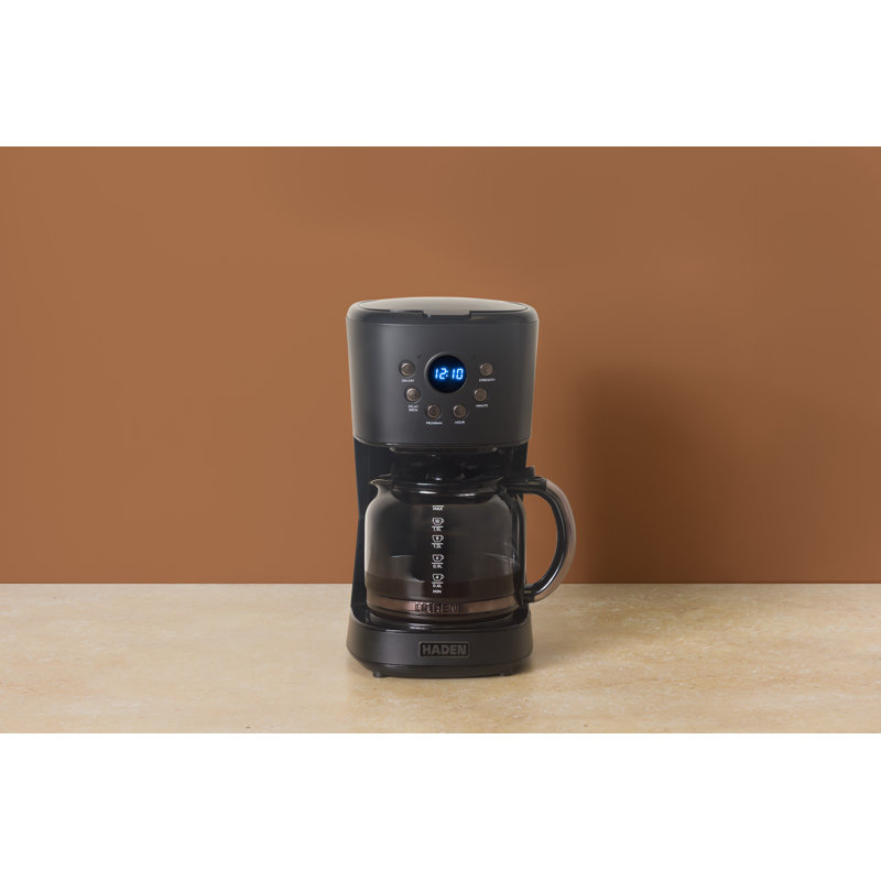 Haden Coffee Machine, 12 Cup Programmable Drip Coffee Maker, Black / Pewter