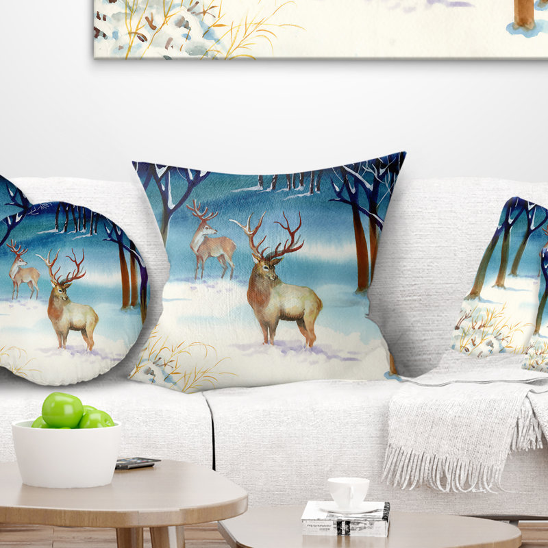 Coussin de forêt avec paysage, 16 po x 1 po, Coussin décoratif