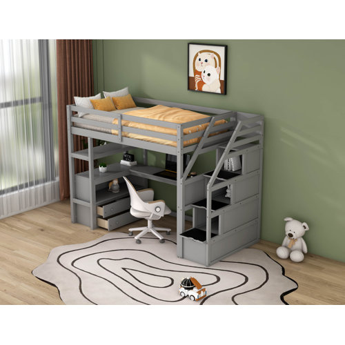 Harriet Bee Harvi Kids Twin Loft Bed with Drawers | Wayfair