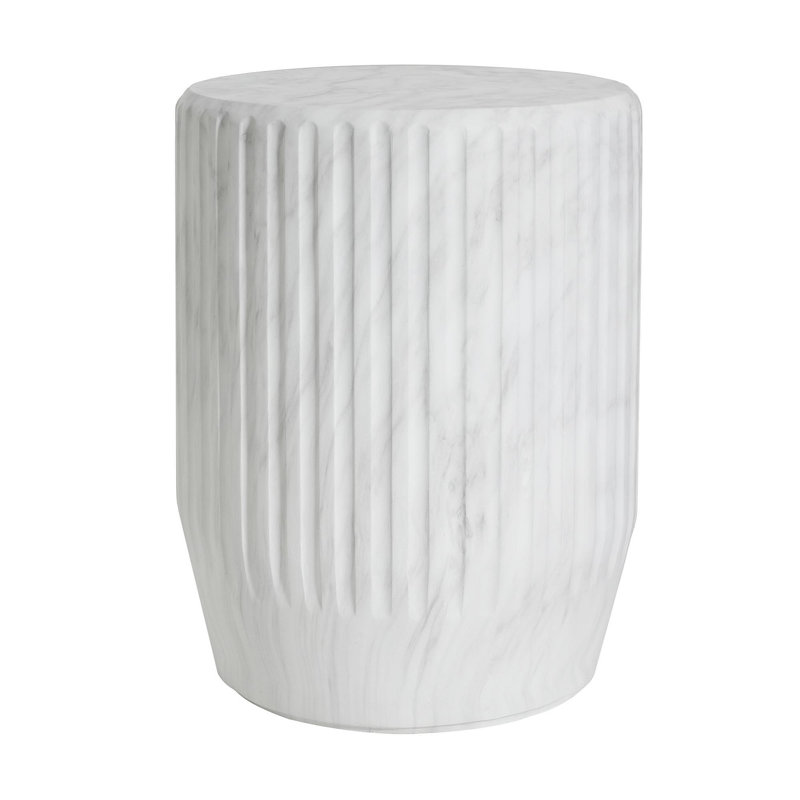 Table d'appoint d'extérieur sculptée Cicci, blanc, Blanc