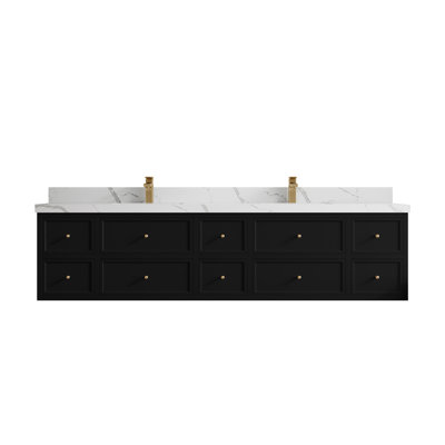 Roswell Floating 84'' Double Bathroom Vanity with Top