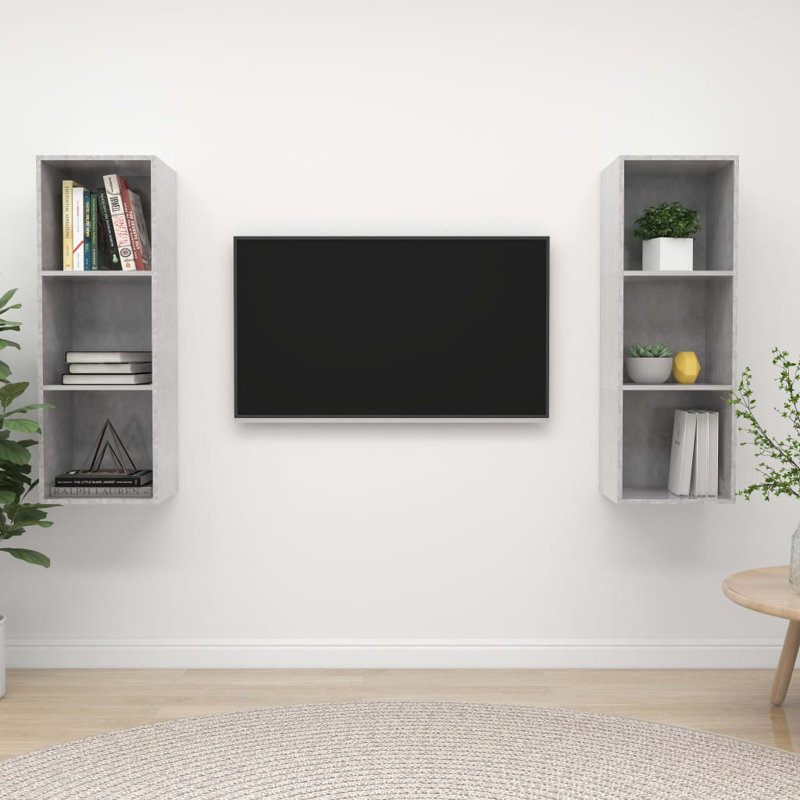 Drayven Unfinished Floating TV Stand for TVs up to 88", Concrete Grey