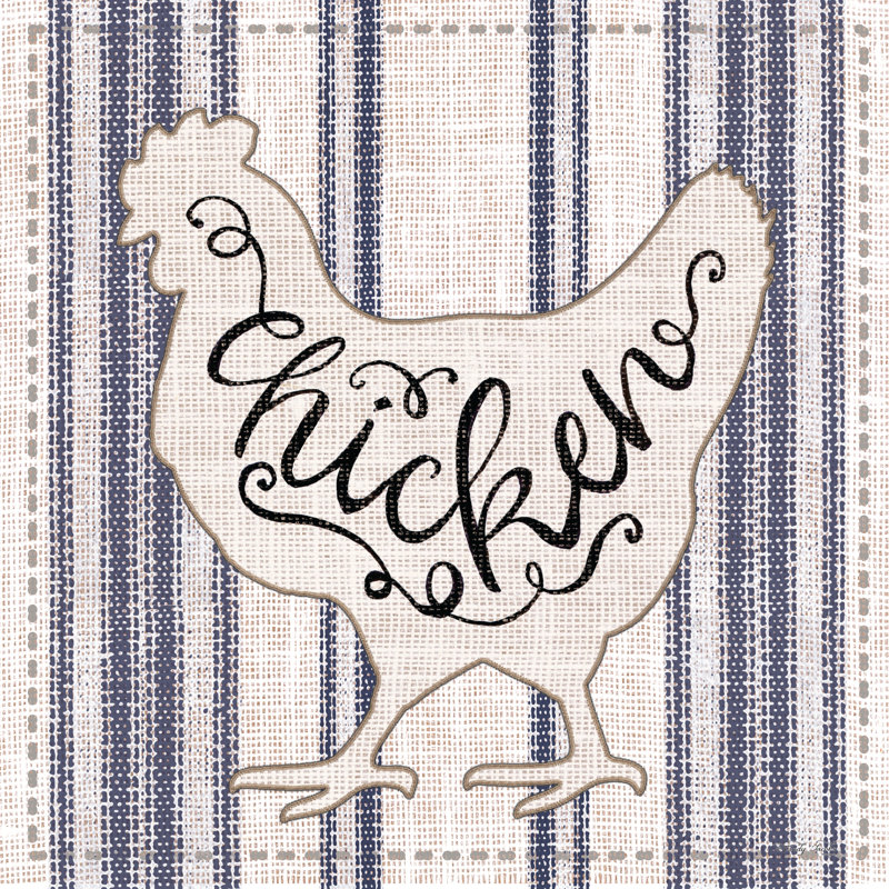 " Chicken " by Cindy Jacobs, 20" H x 20" W, Walnut Floater Framed Canvas without Mat