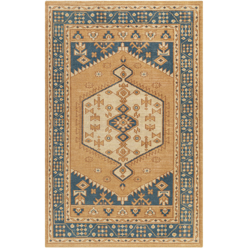 Tapis brun clair en laine noué à la main Southwestern, Rectangle 8 pi x 10 pi