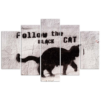 Black Cat - 5 Piece No Frame Set on Canvas
