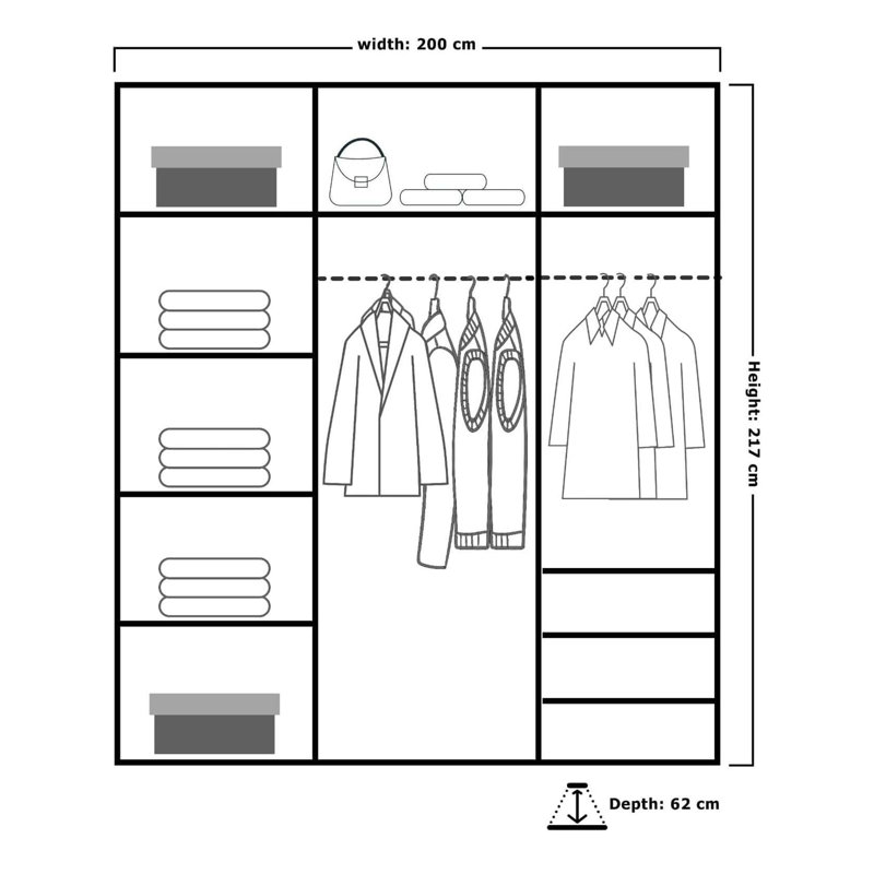 2 Door Manufactured Wood Wardrobe, White