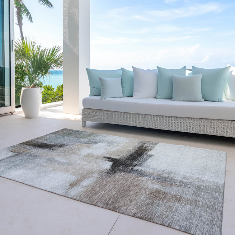 Machine Washable Indoor/Outdoor Chayden ACN1097 Mocha Rug