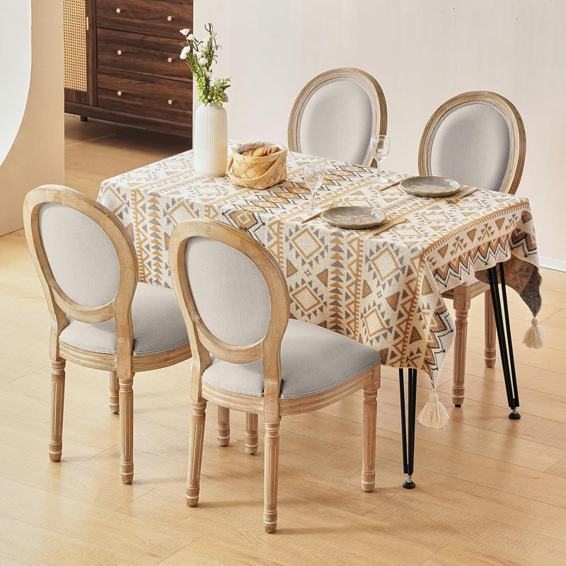 4piece-Upholstered Side Chair king Louis Back Solid Wood Dining Chairs, Gray