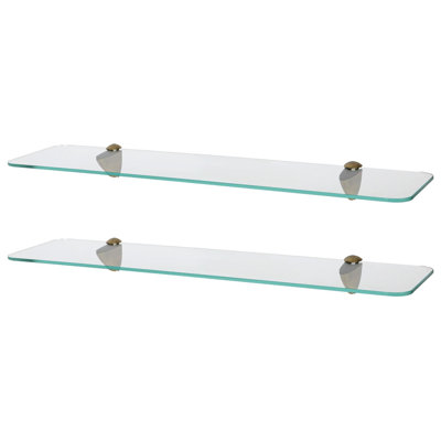 Harbour Housewares - Rounded Floating Glass Shelves with Metallic Brackets