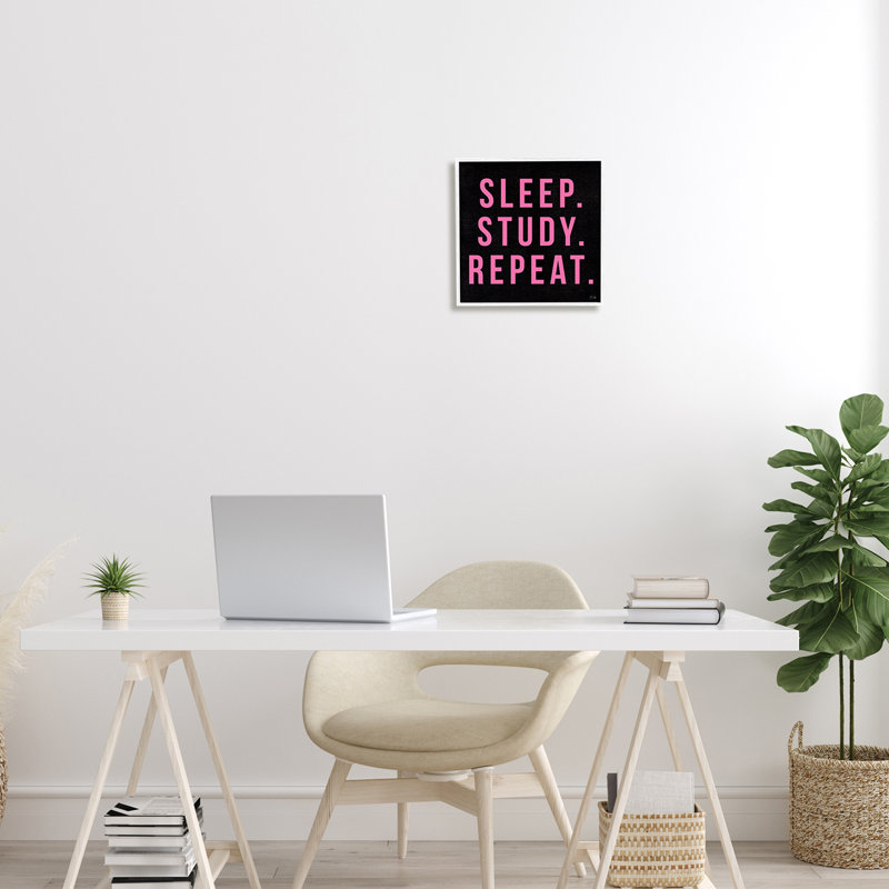 Étude du sommeil - répétition de la typographie de l'élève en noir et rose, L 12 po x H 12 po