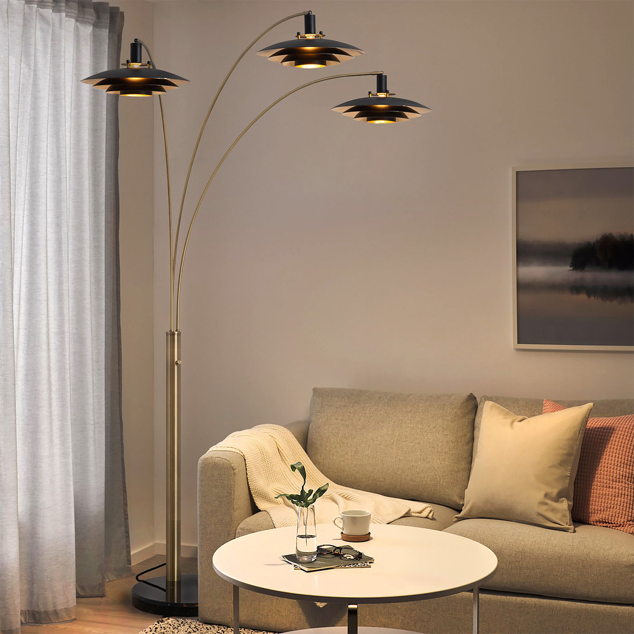 Rancho Mirage 84" Floor Lamp, Weathered Brass