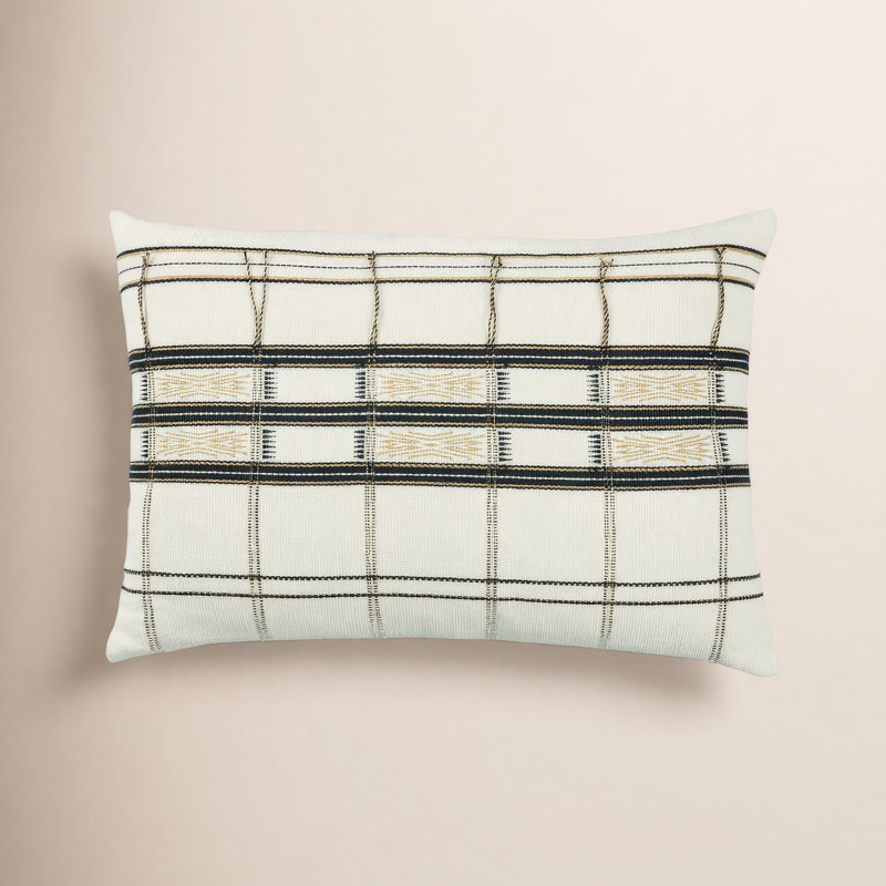 Taren Embroidered Cotton Reversible Pillow Cover, Pillow Cover Only - No Insert, Plaid