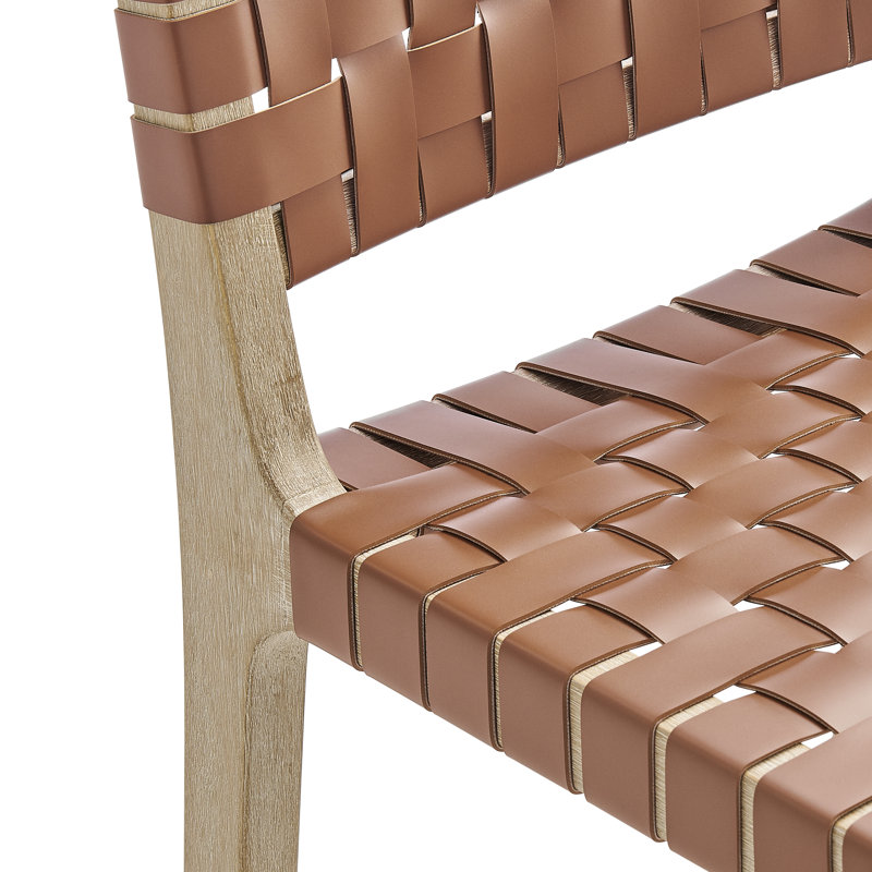 Kelin Upholstered Counter Stool with Solid Wood Frame, Ochre Brown/Drift Wood
