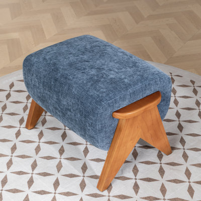 Betty Solid Wood Chenille Upholstered Ottoman