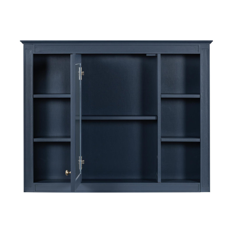 Meuble-lavabo 36 po avec lavabo en céramique et armoire à pharmacie, Bleu