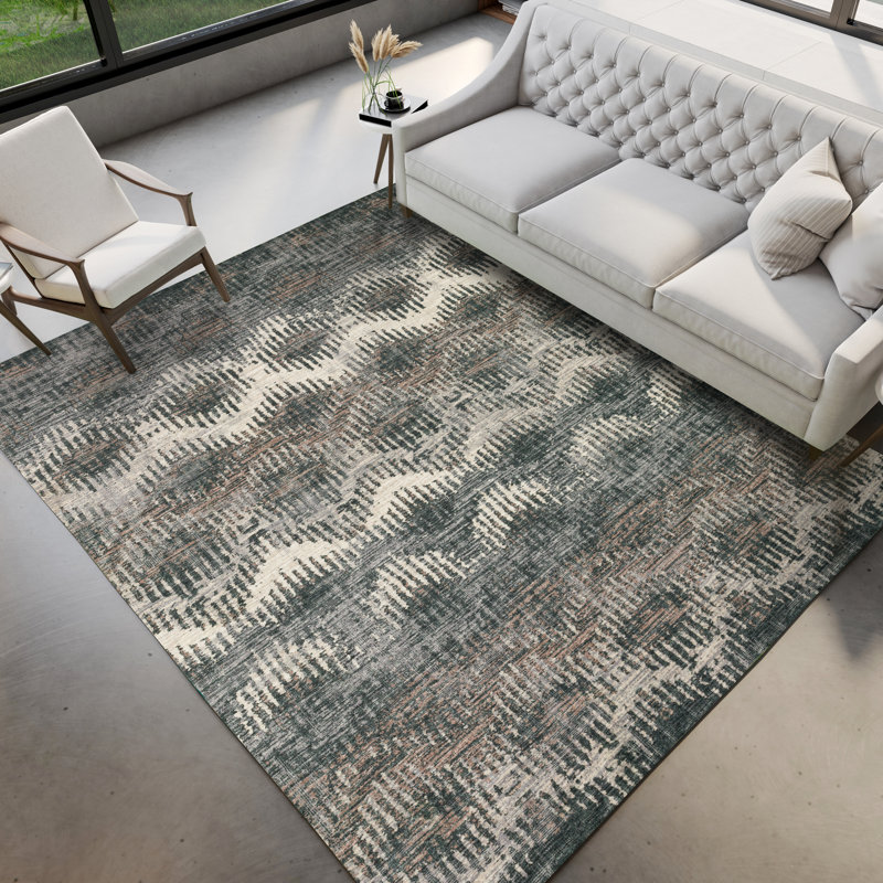 Tapis moderne tissé à la machine à motif abstrait à chevrons abstraits Bravado MODAABV39SH, Rectangle 8 pi x 10 pi