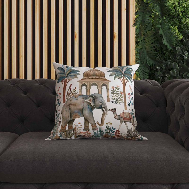Coussin intérieur / extérieur Royal Rajasthan, Bleu / blanc, Carré 18 po